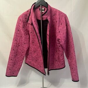 Woman’s Pink & Black Clueless Preppy Quilted Jacket Size 10